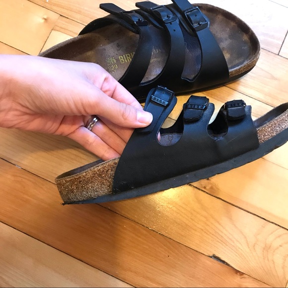 Birkenstock | Florida Black Leather Sandal - Picture 5 of 7